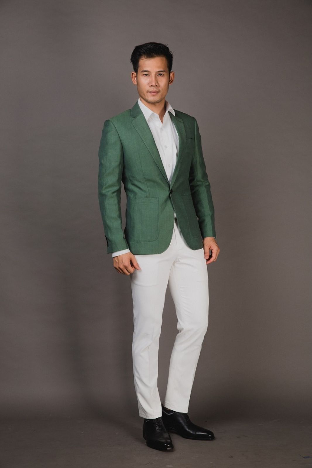 25001-3a Hunter Green Blazer With Patched Pockets